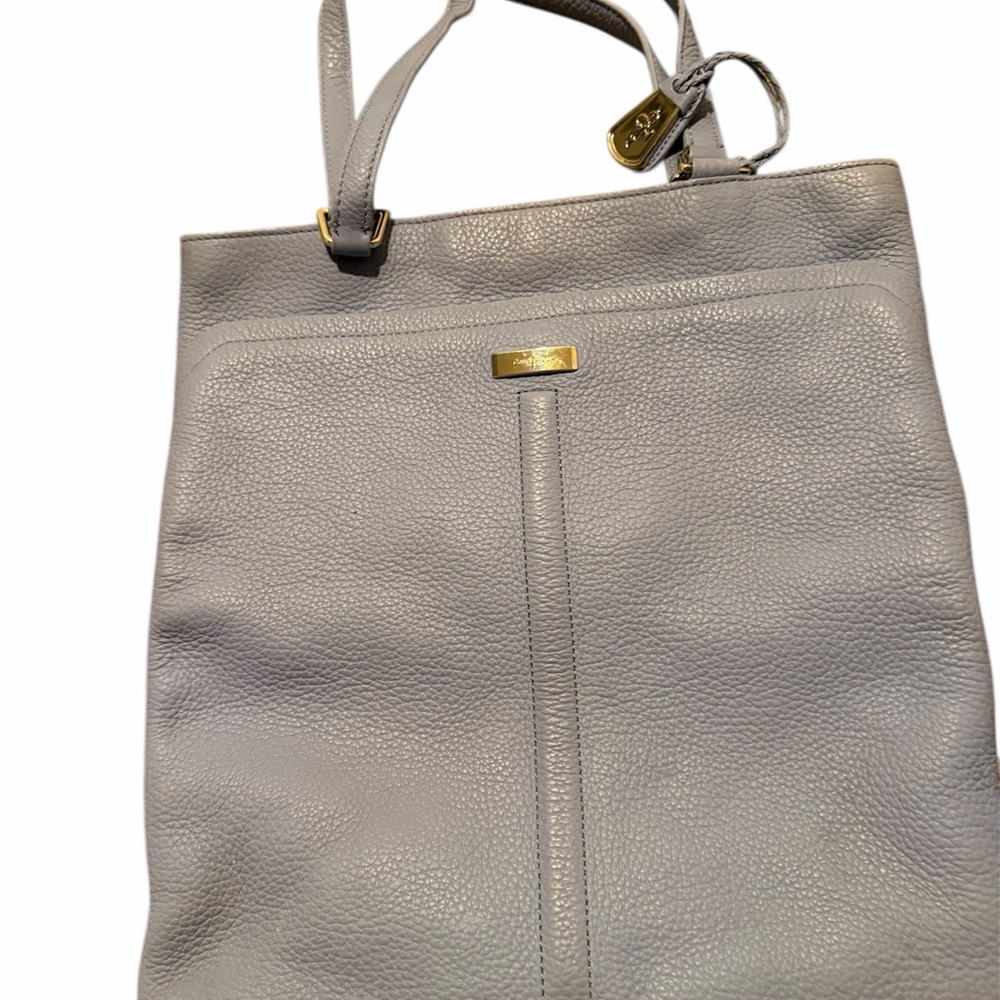 Women's Leather Tote Bag - Light Gray